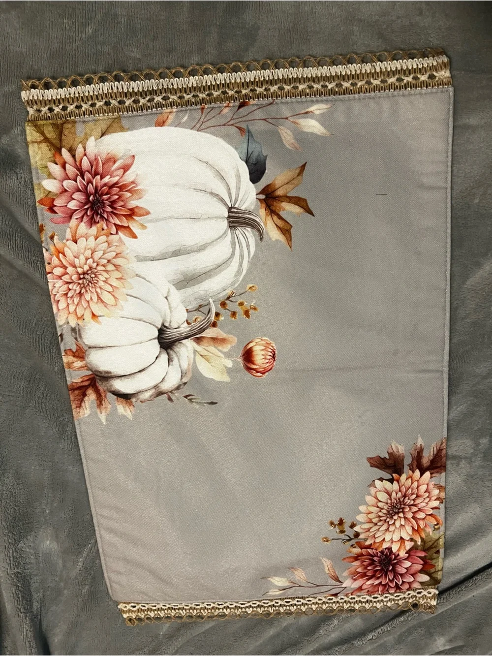 Placemat Cloth Tan Pumpkins Fall Decor